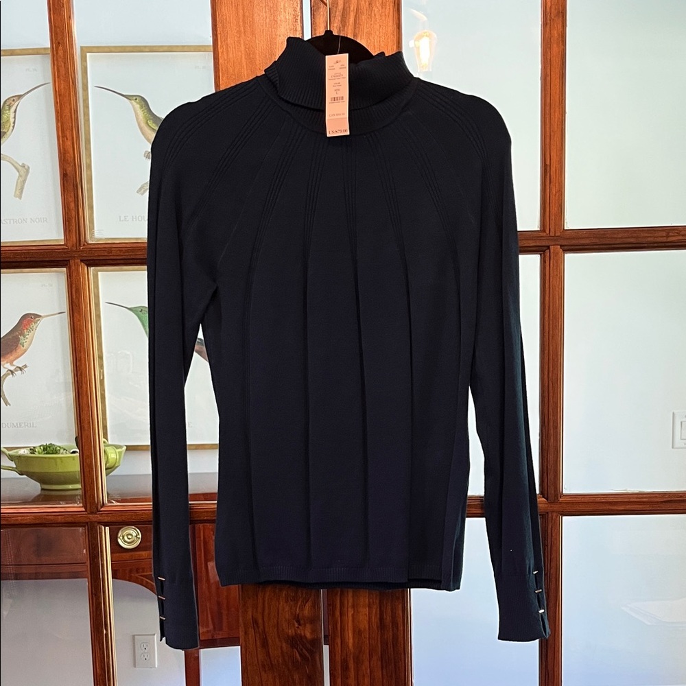 White House Black Market Turquoise Ribbed Turtleneck Blouse